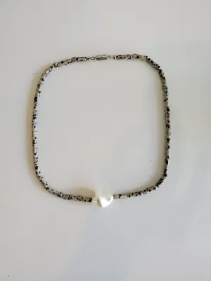 Dalmatian Jasper and Pearl choker