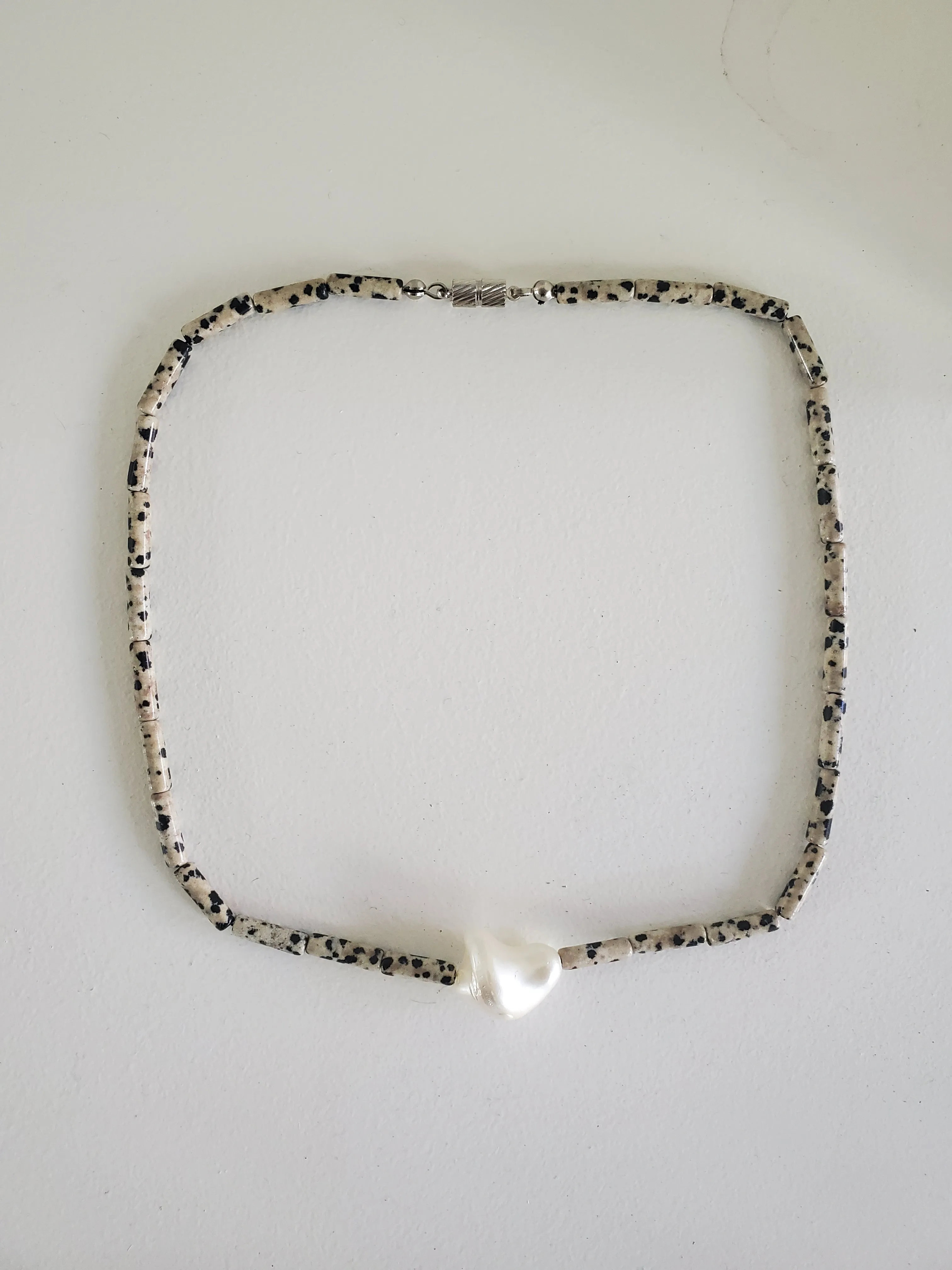 Dalmatian Jasper and Pearl choker