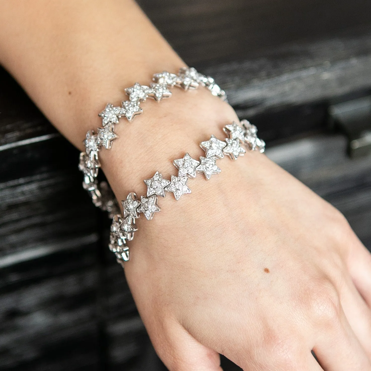 Diamonds and Stars Convertible Necklace to Bracelets, 18k