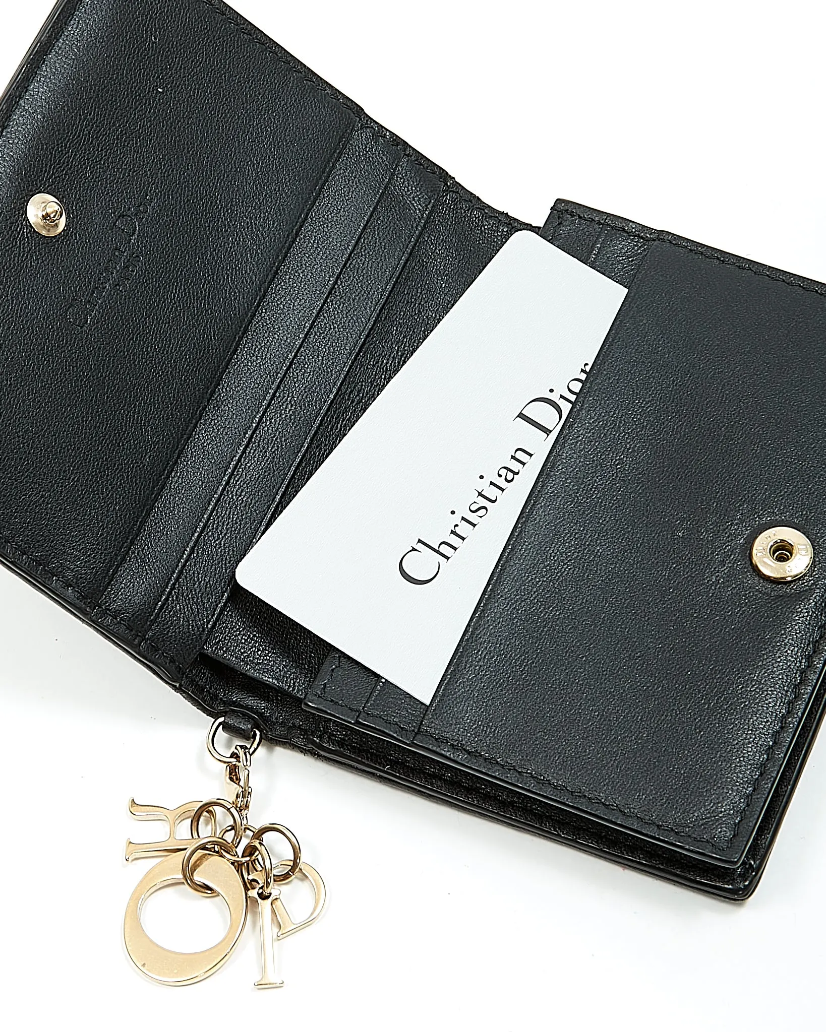 Dior Black Leather Cannage Lady Dior Mini Wallet