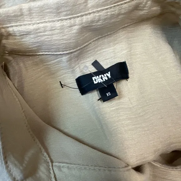 DKNY Womens Beige Cargo Button-Down Asymmetric Midi Dress Size XS