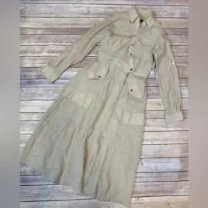 DKNY Womens Beige Cargo Button-Down Asymmetric Midi Dress Size XS