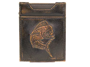 Dolphin Mahi-Mahi Burnished Leather Magnetic Front Pocket Wallet