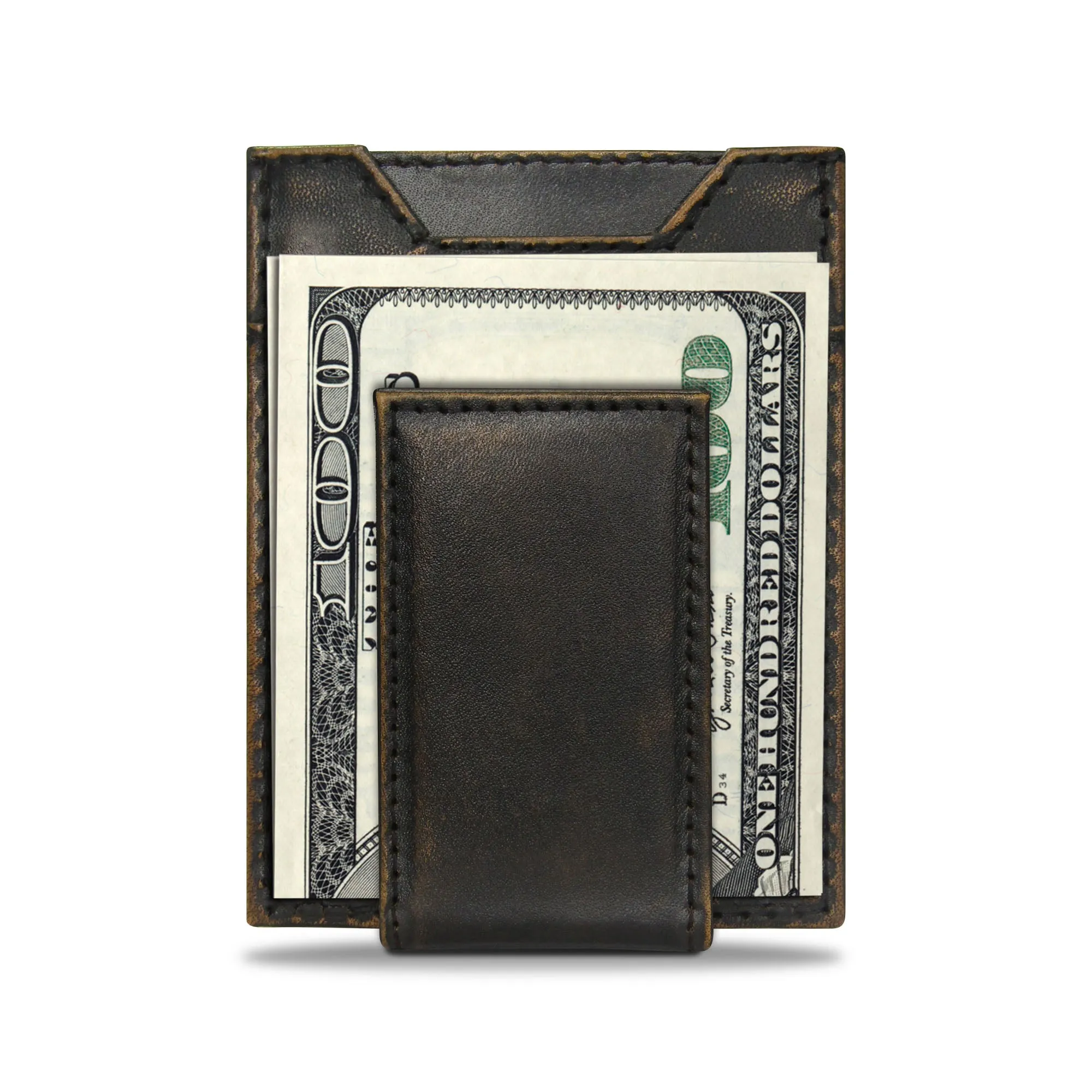 Dolphin Mahi-Mahi Burnished Leather Magnetic Front Pocket Wallet