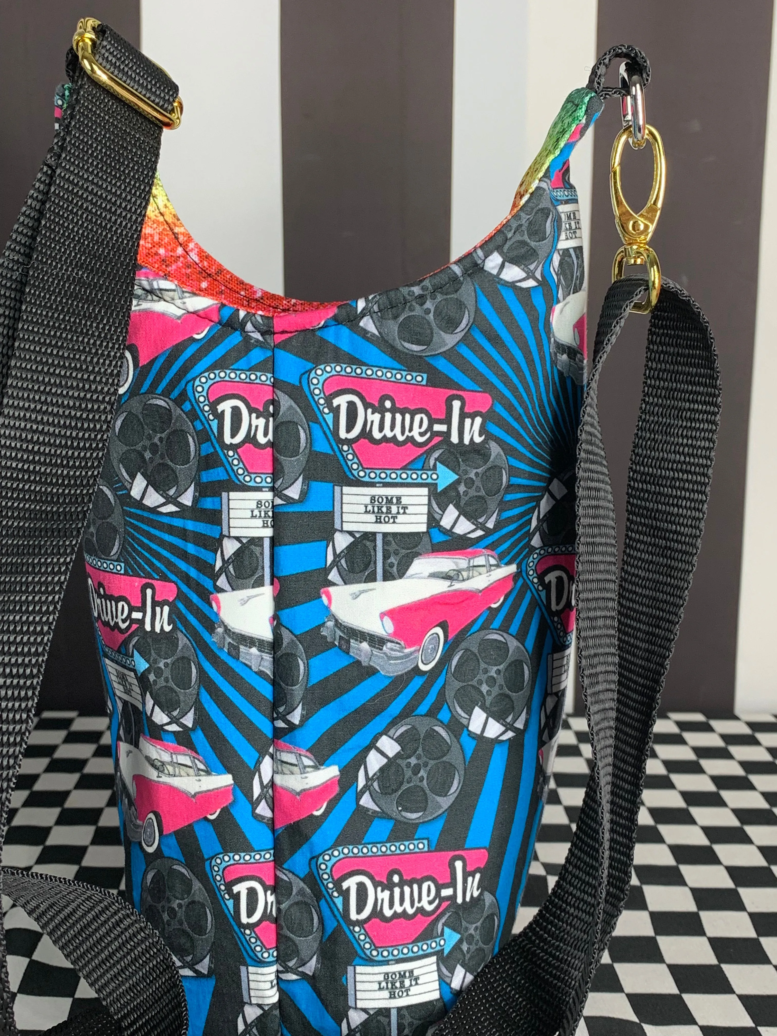 Drive in drink bottle crossbody bag