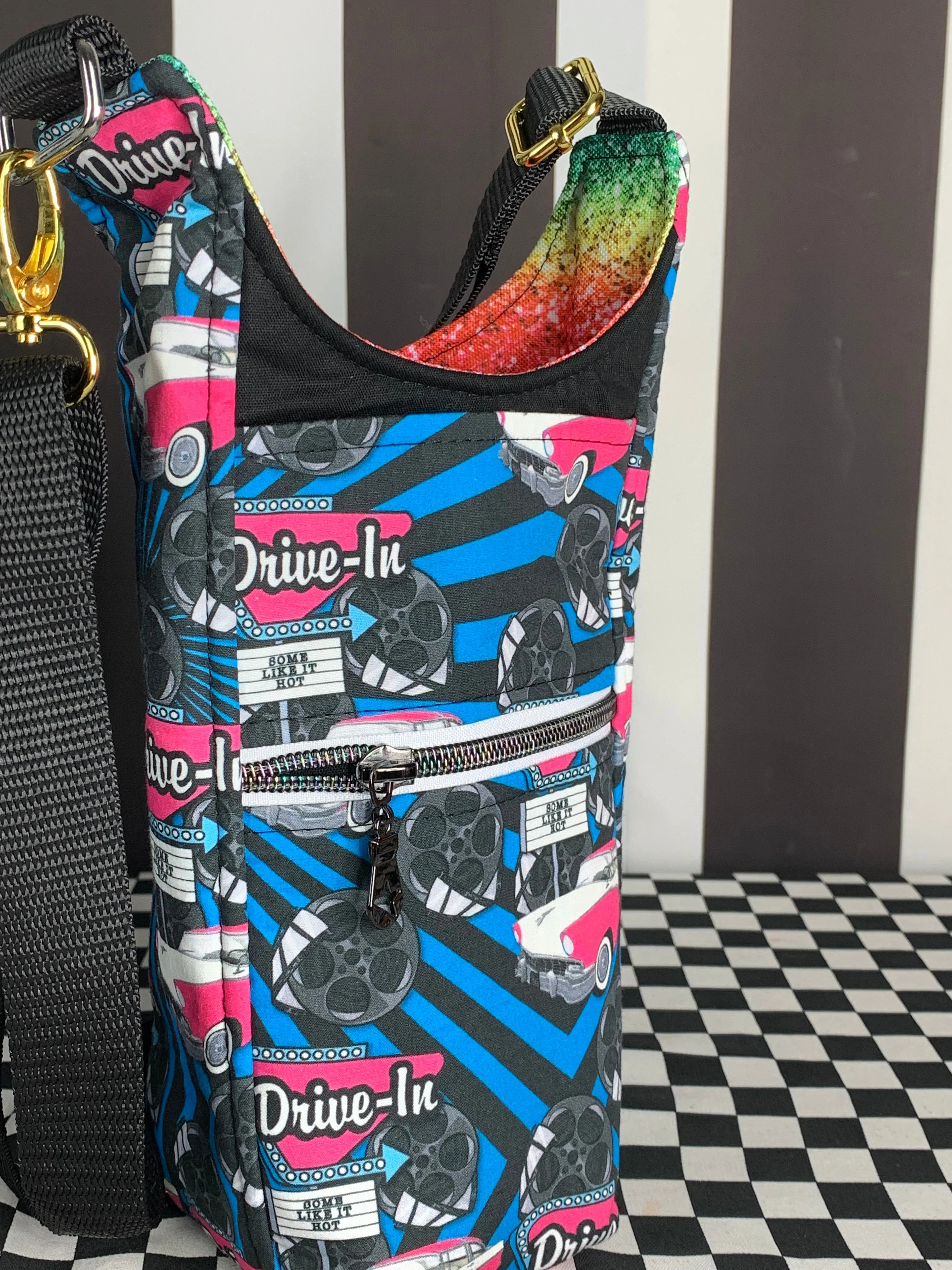Drive in drink bottle crossbody bag