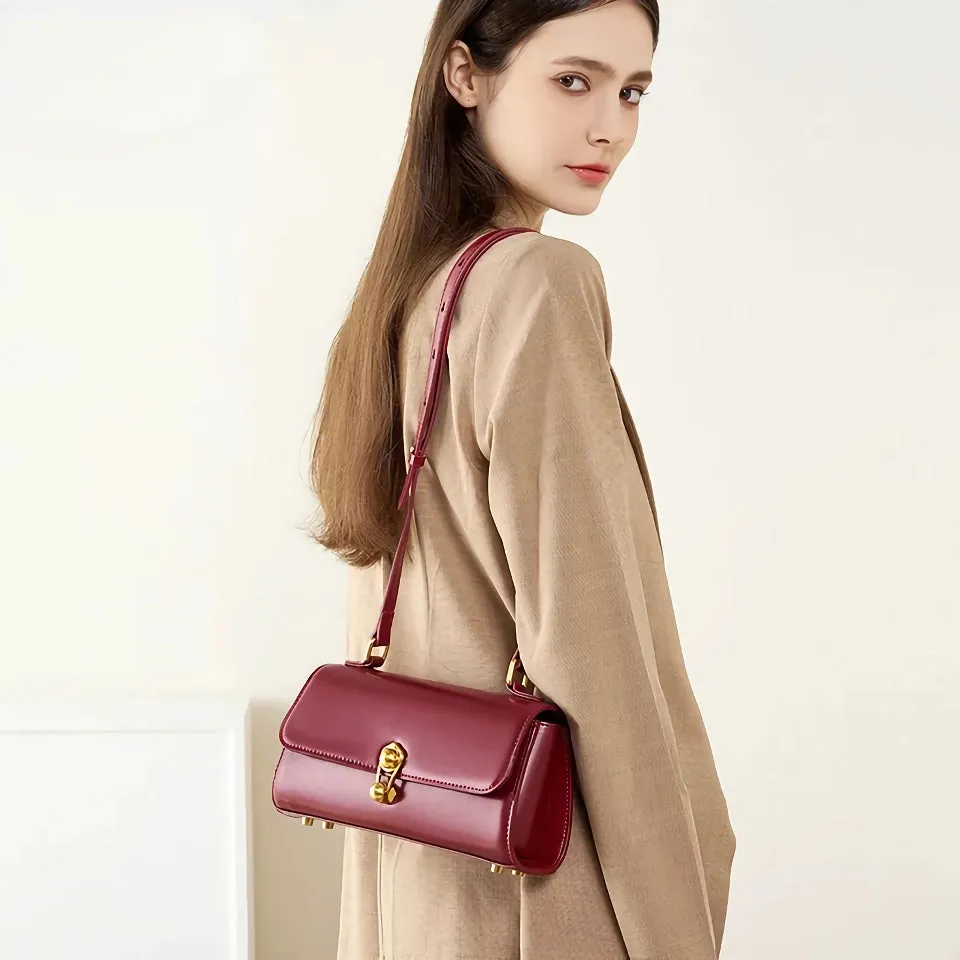 Elegant Burgundy Leather Crossbody Bag for Women