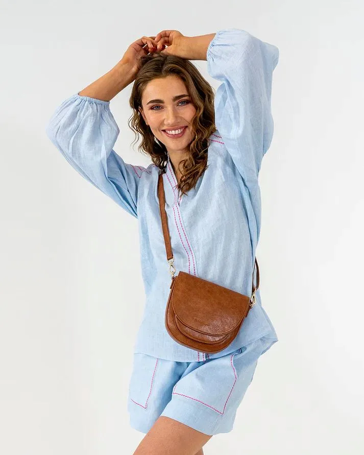 ELMS   KING Salerno Petite Handbag - Tan Pebble