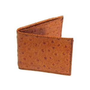 Embossed Ostrich Print Slim Billfold- Cocoa