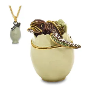 Enameled & Crystal Turtle Hatchling Trinket Box