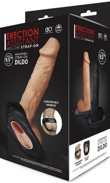 ERECTION ASSISTANT HOLLOW STRAP ON FLESH 9.5 INCH