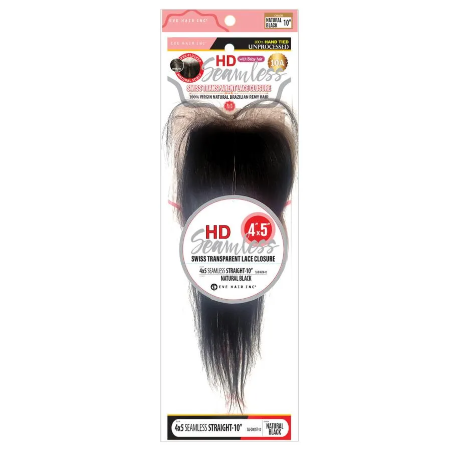 Eve 4×5 Seamless Swiss Transparent Lace Closure (Straight)