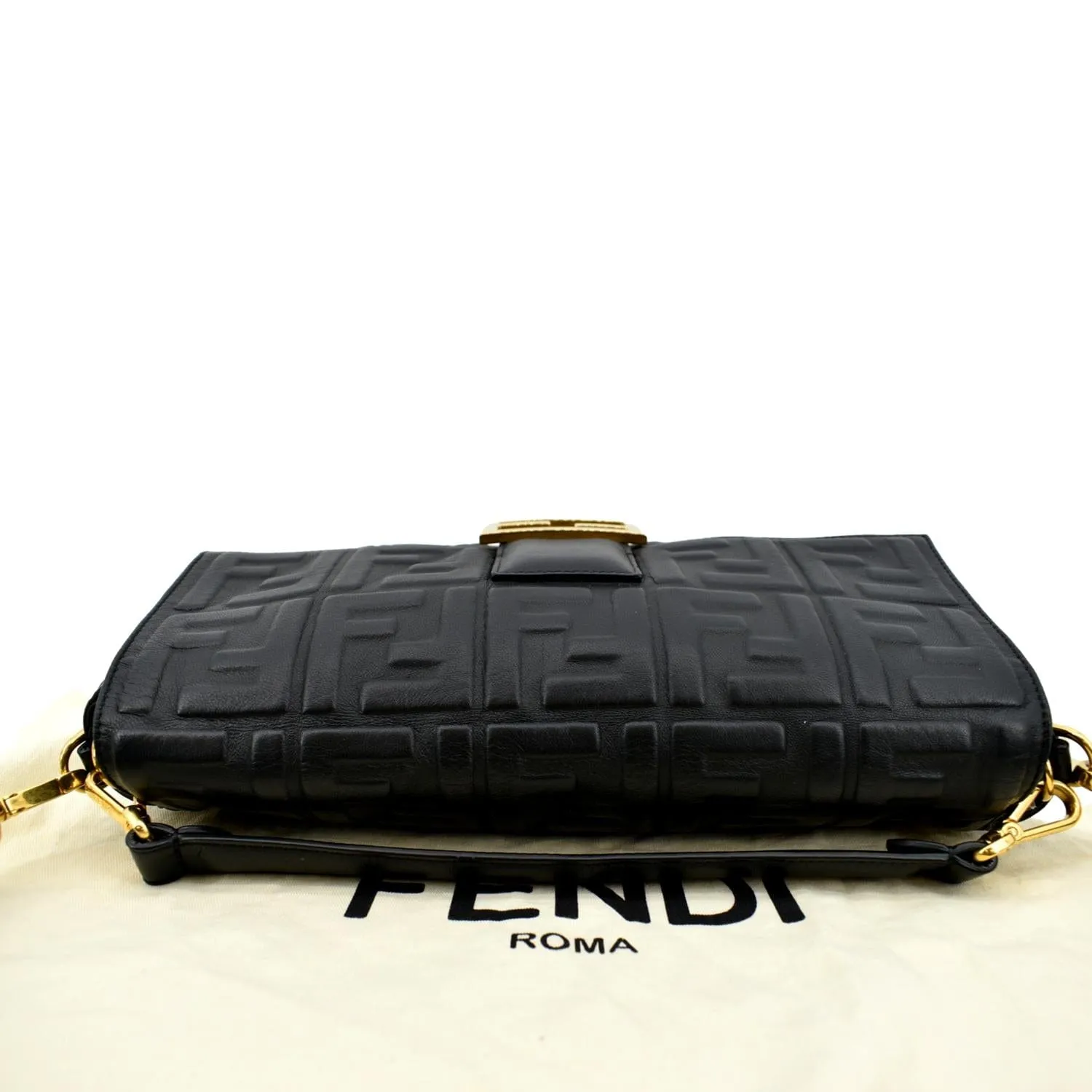 FENDI Baguette Leather Shoulder Bag Black