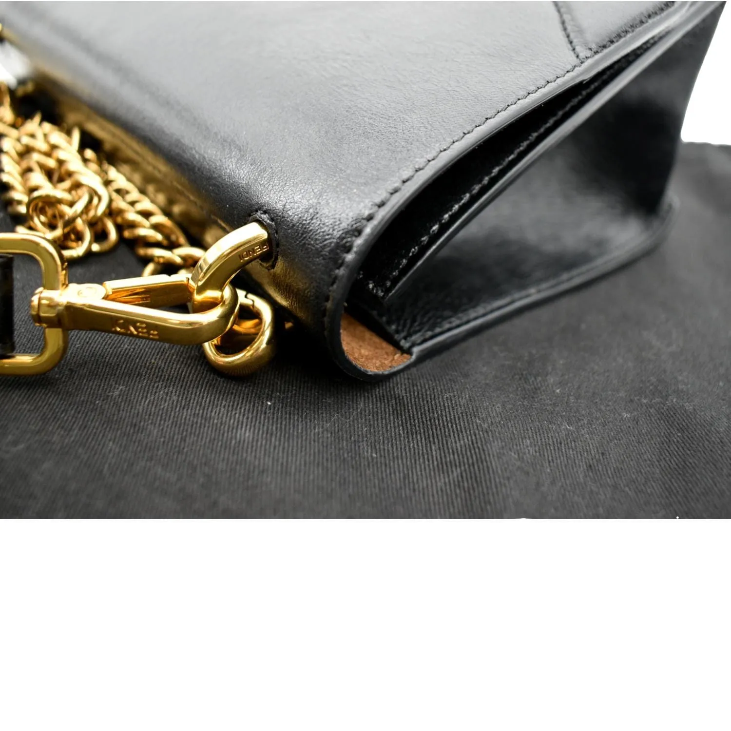 FENDI Kan U Leather Shoulder Bag Black