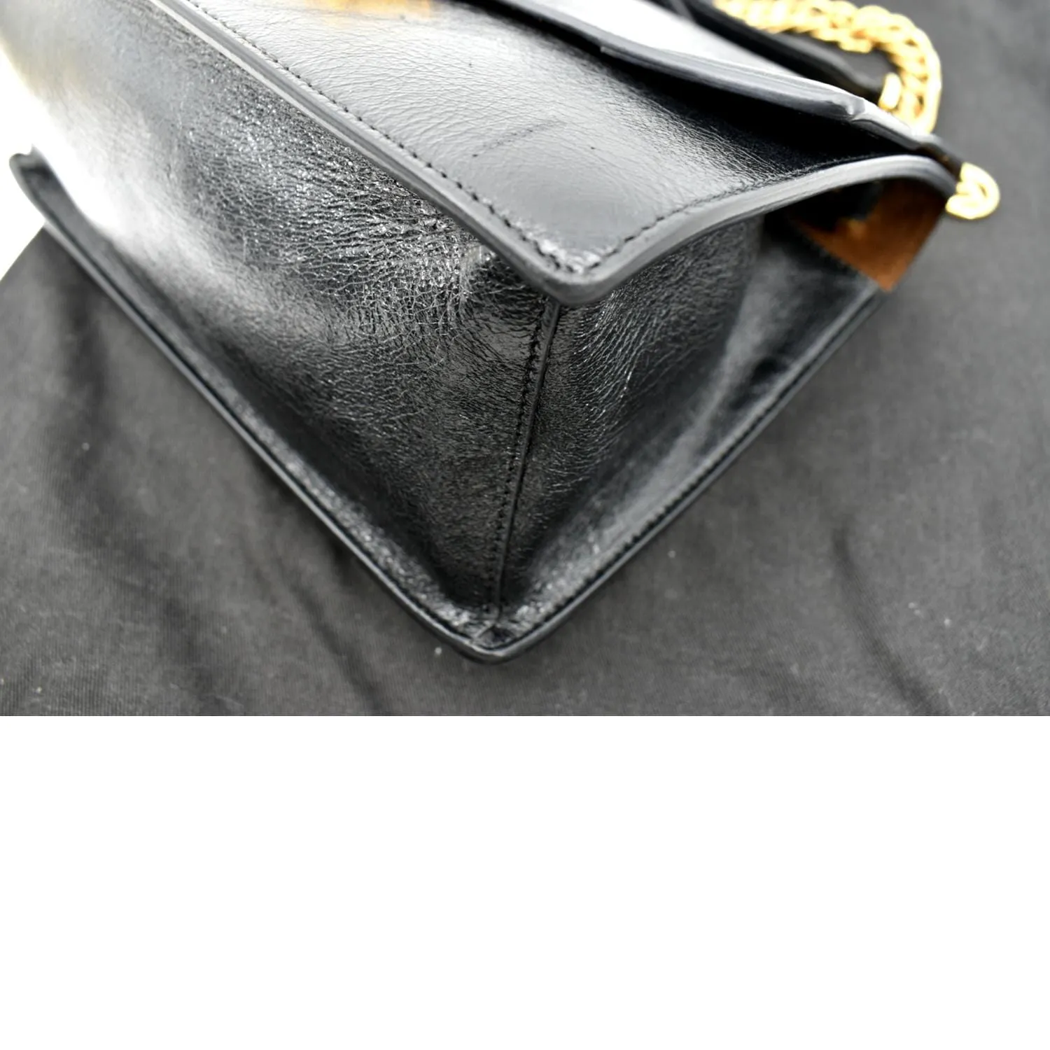 FENDI Kan U Leather Shoulder Bag Black