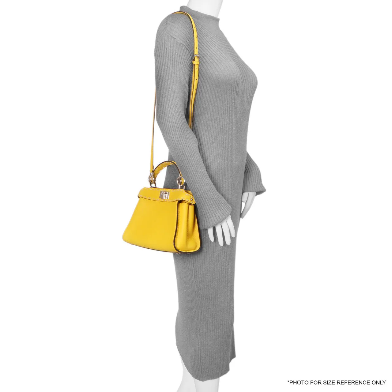 Fendi Yellow Cuoio Romano Selleria Mini Peekaboo Iconic Satchel