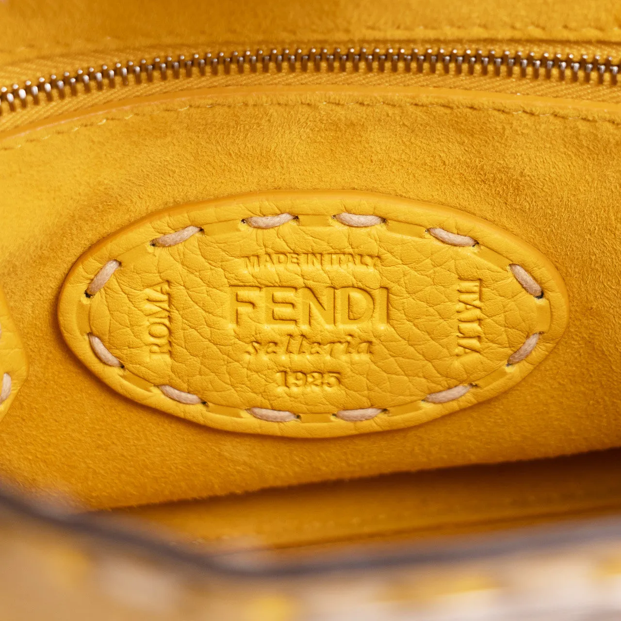 Fendi Yellow Cuoio Romano Selleria Mini Peekaboo Iconic Satchel