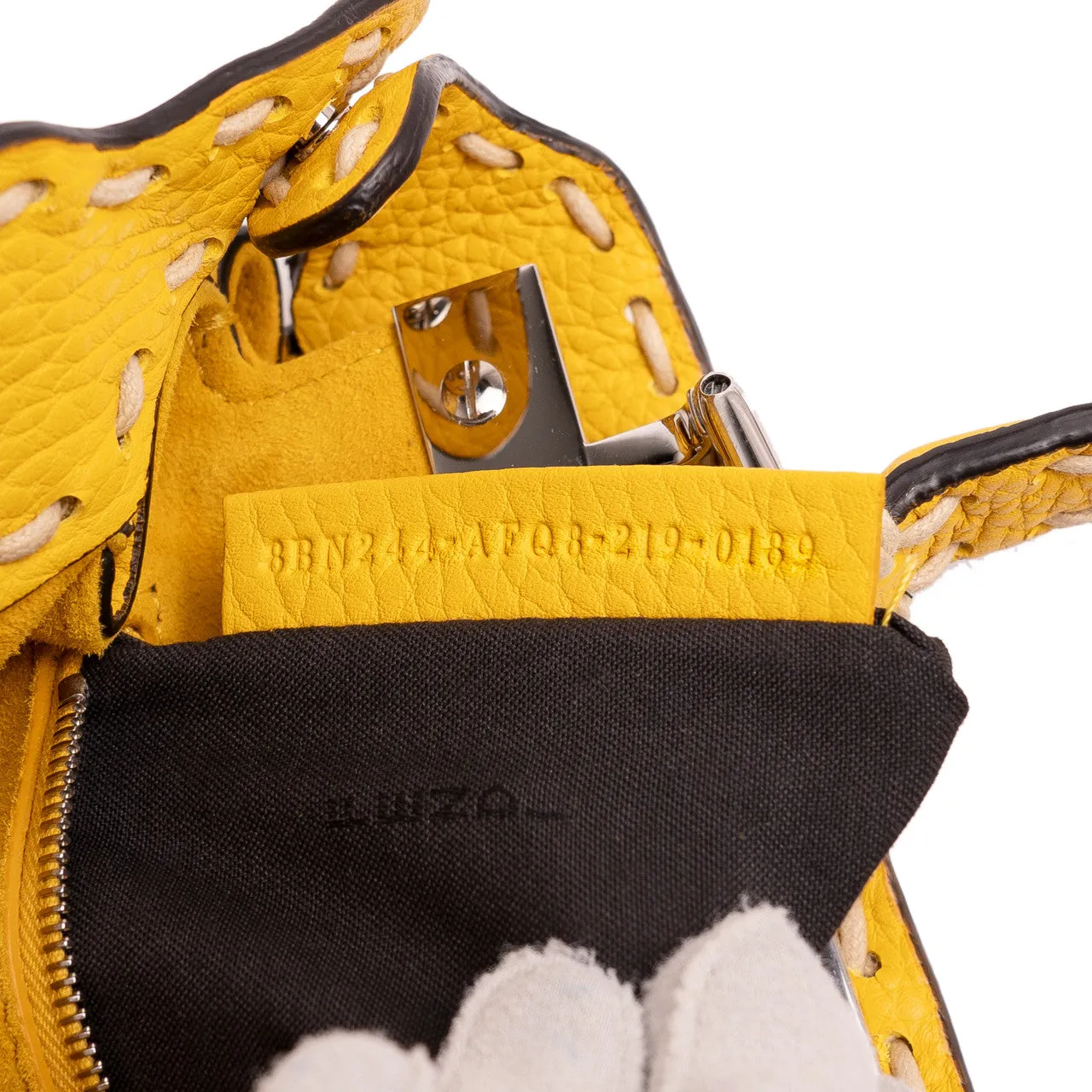 Fendi Yellow Cuoio Romano Selleria Mini Peekaboo Iconic Satchel