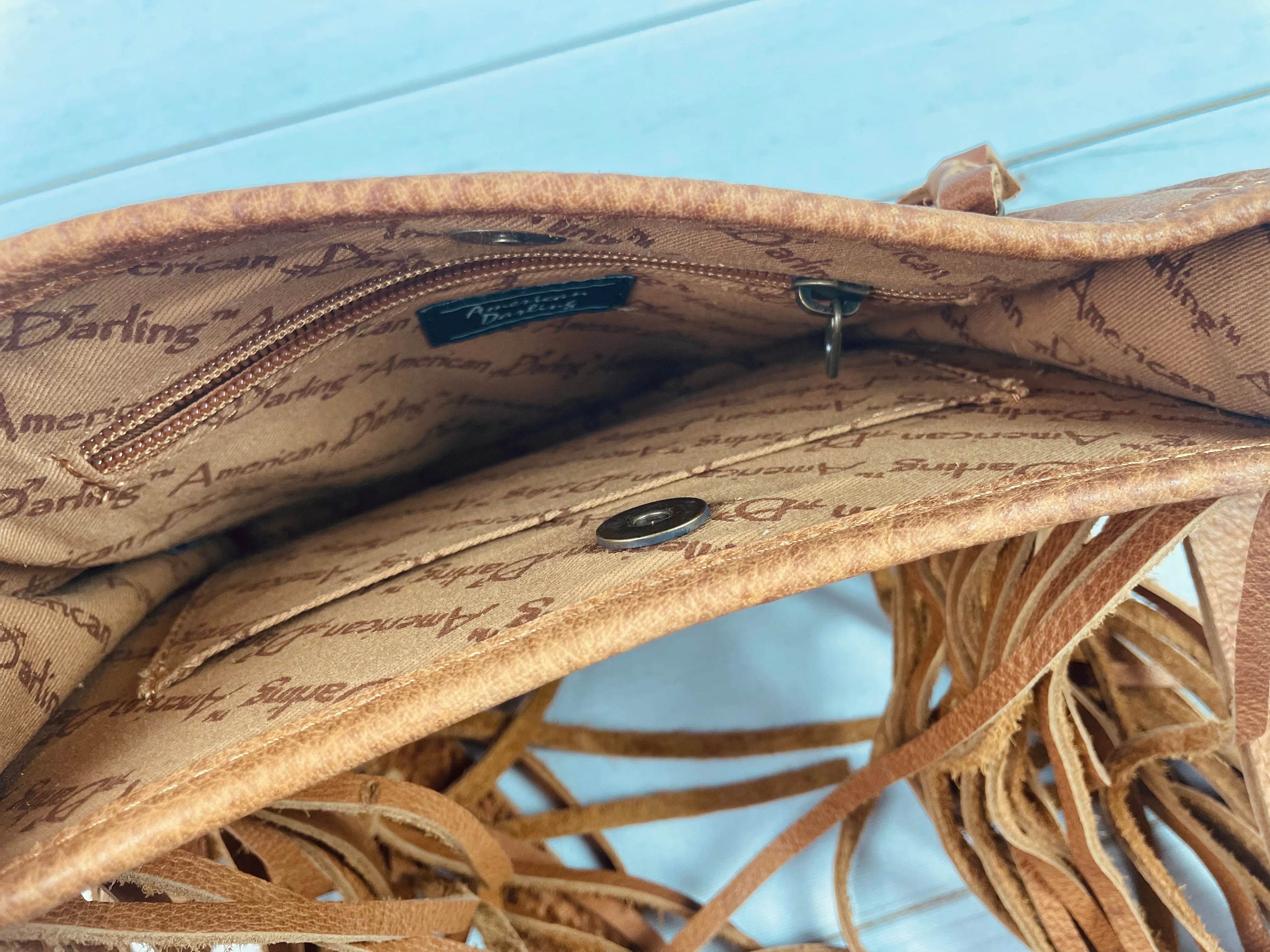 Firebird Tooled Leather Fringe Crossbody Purse