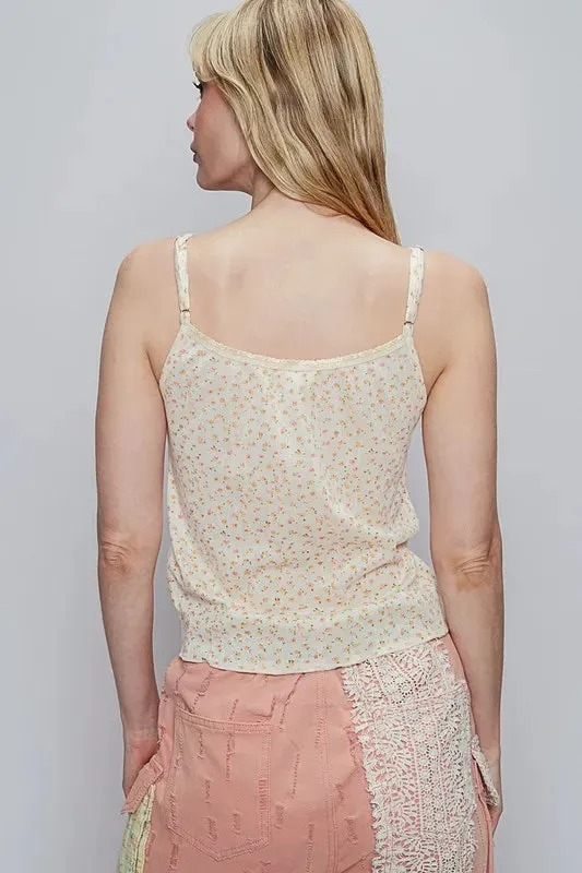 Floral Scoop Neck Adjustable Strap Cami