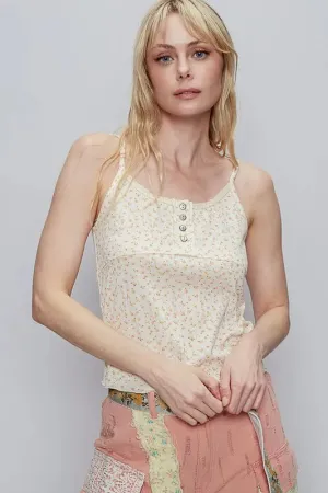Floral Scoop Neck Adjustable Strap Cami