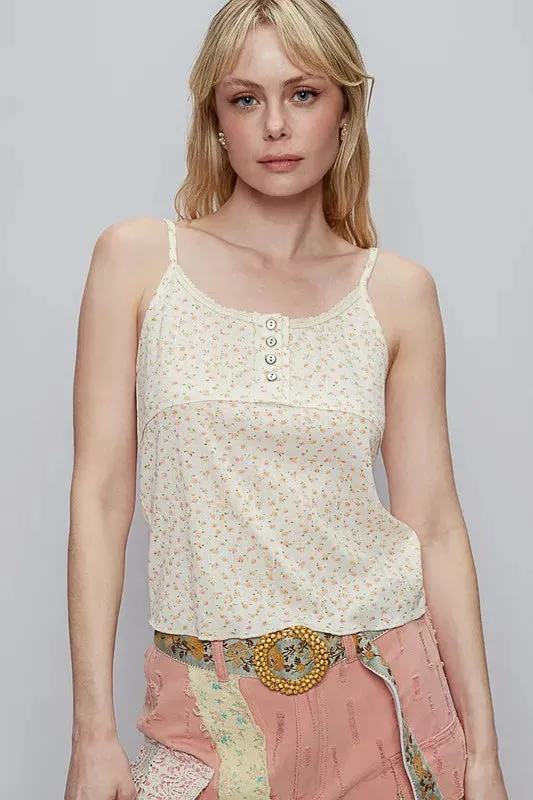Floral Scoop Neck Adjustable Strap Cami