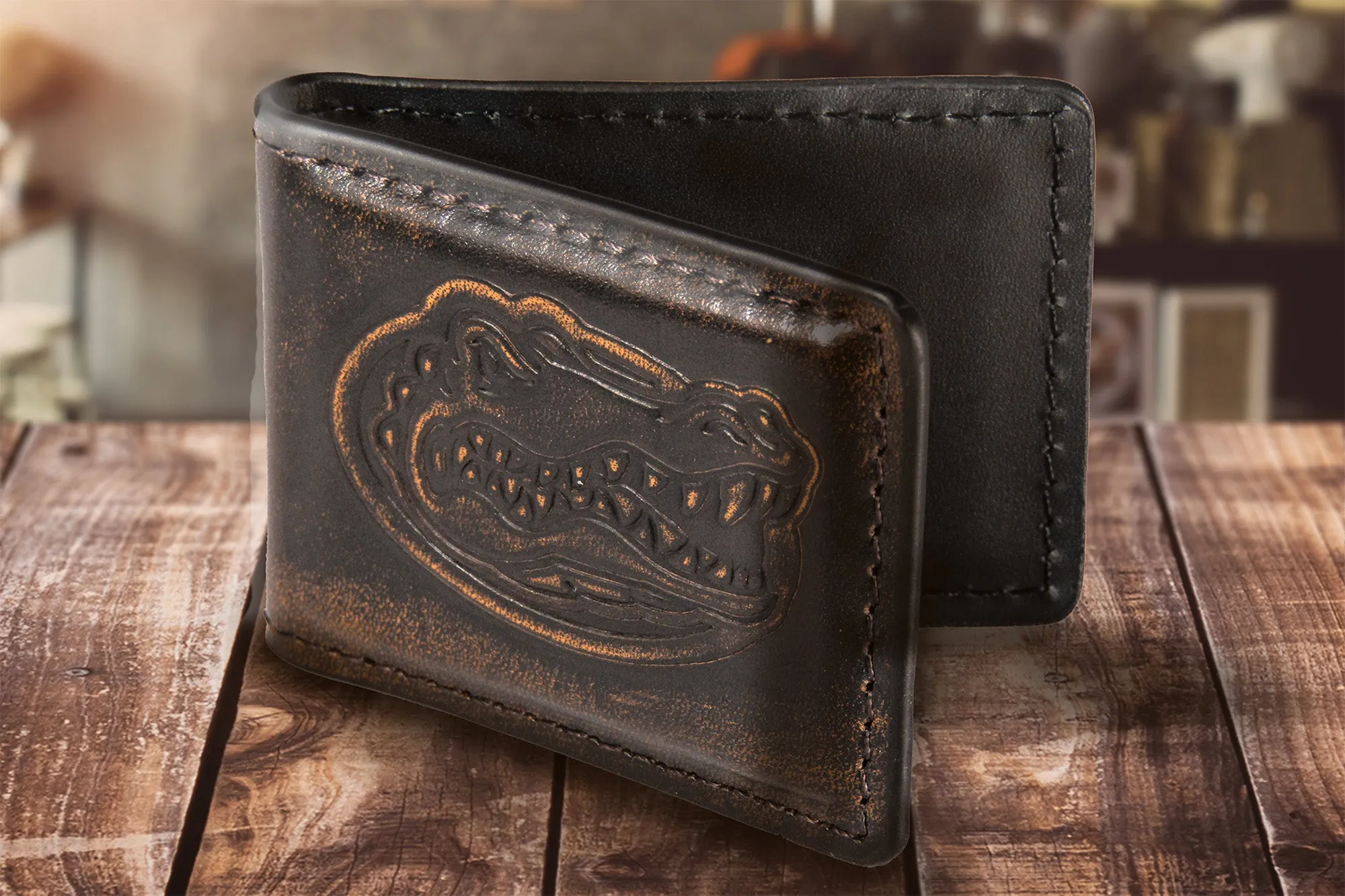 Florida Gators Burnished Leather Money Clip