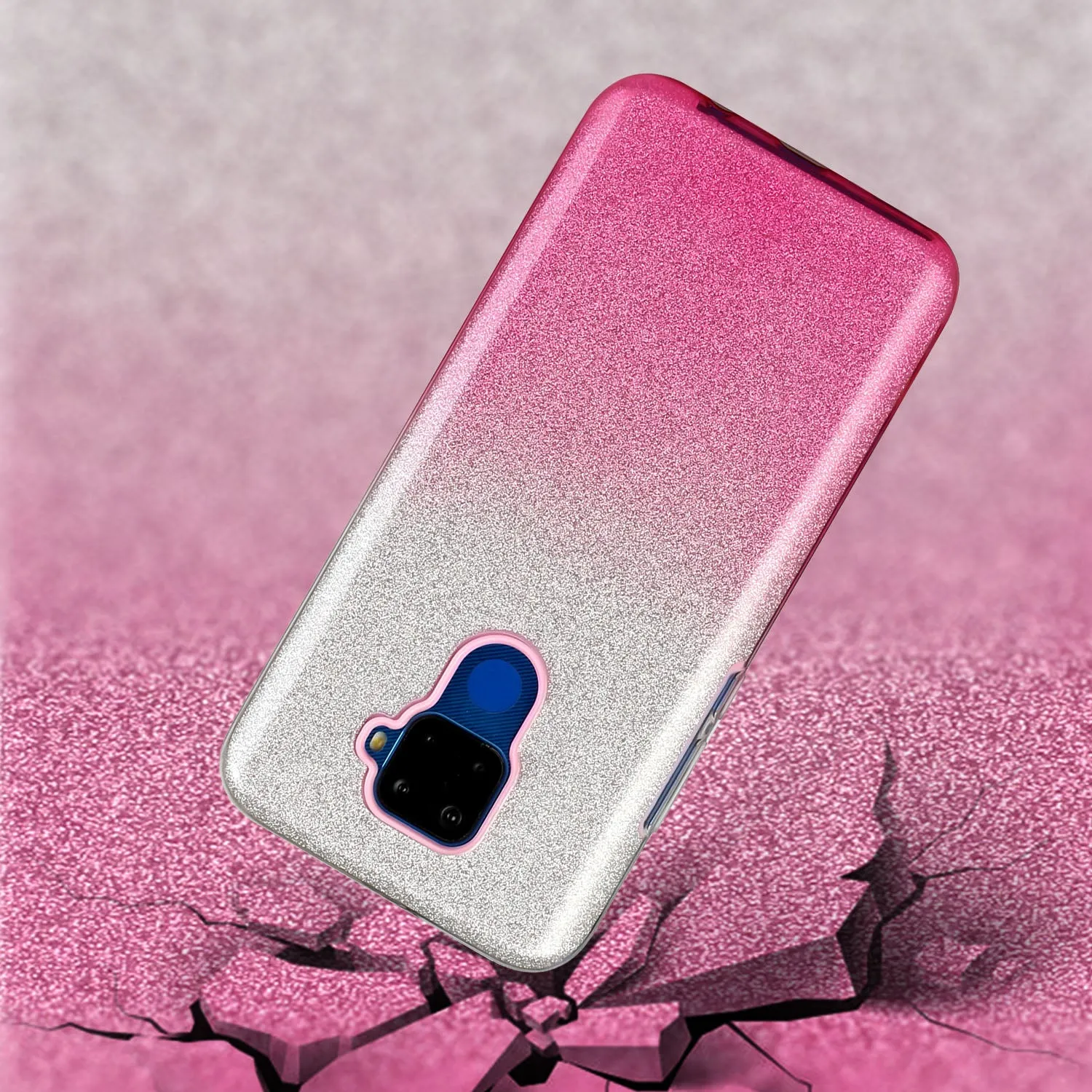 For HUAWEI Mate 30/Nova 5I pro/Mate 30 Pro/PSmart /Y5P/Y6P 2020 Phone Case Gradient Color Glitter Powder Phone Cover with Airbag Bracket blue
