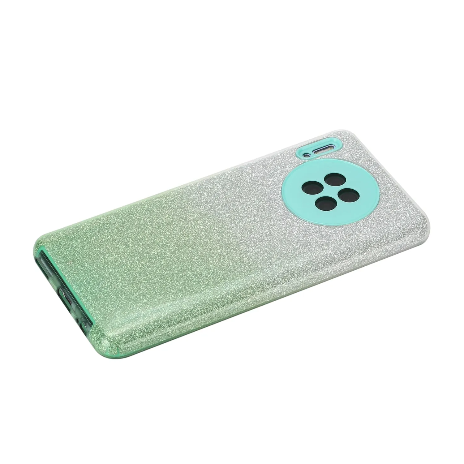 For HUAWEI Mate 30/Nova 5I pro/Mate 30 Pro/PSmart /Y5P/Y6P 2020 Phone Case Gradient Color Glitter Powder Phone Cover with Airbag Bracket green