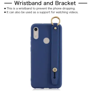 For HUAWEI NOVA 3i Simple Solid Color Chic Wrist Rope Matte TPU Anti-scratch Non-slip Protective Cover Back Case 7 royal blue