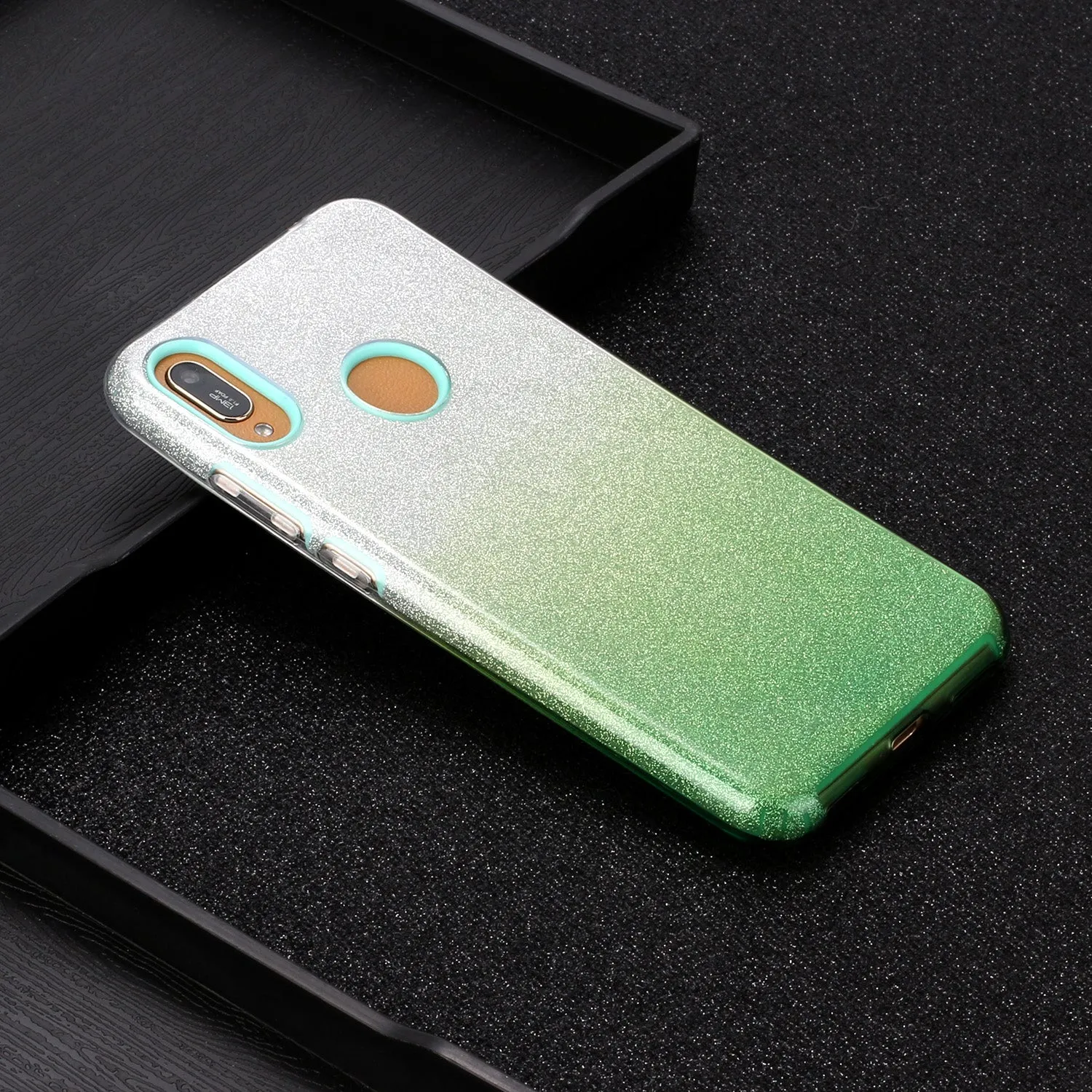 for HUAWEI P20 LITE/P30 LITE/P40 LITE/Nova6SE/Nova 7i Phone Case Gradient Color Glitter Powder Phone Cover with Airbag Bracket black