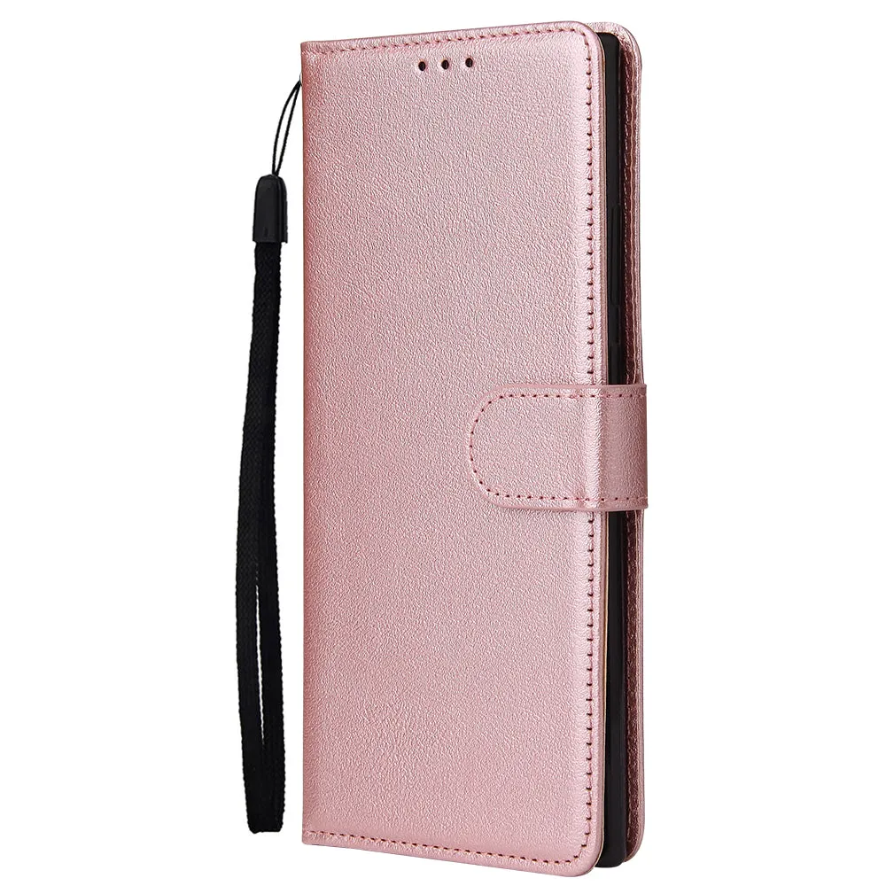 For HUAWEI PSmart 2020/Y5P/Y6P PU Leather Mobile Phone Cover with 3 Cards Slots Phone Frame Rose gold