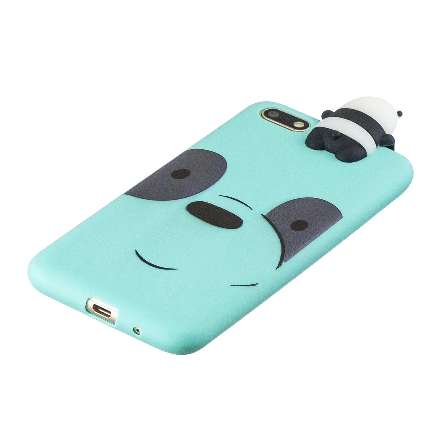 For HUAWEI Y5 2018 3D Cute Coloured Painted Animal TPU Anti-scratch Non-slip Protective Cover Back Case black