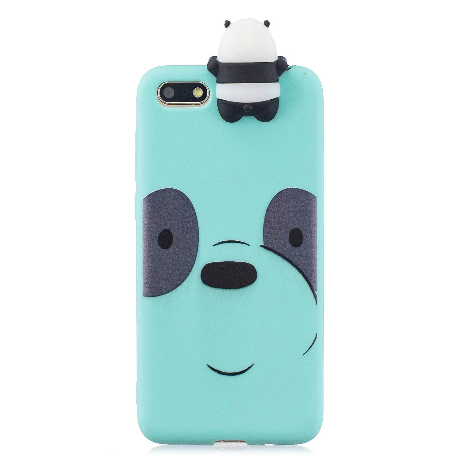 For HUAWEI Y5 2018 3D Cute Coloured Painted Animal TPU Anti-scratch Non-slip Protective Cover Back Case black
