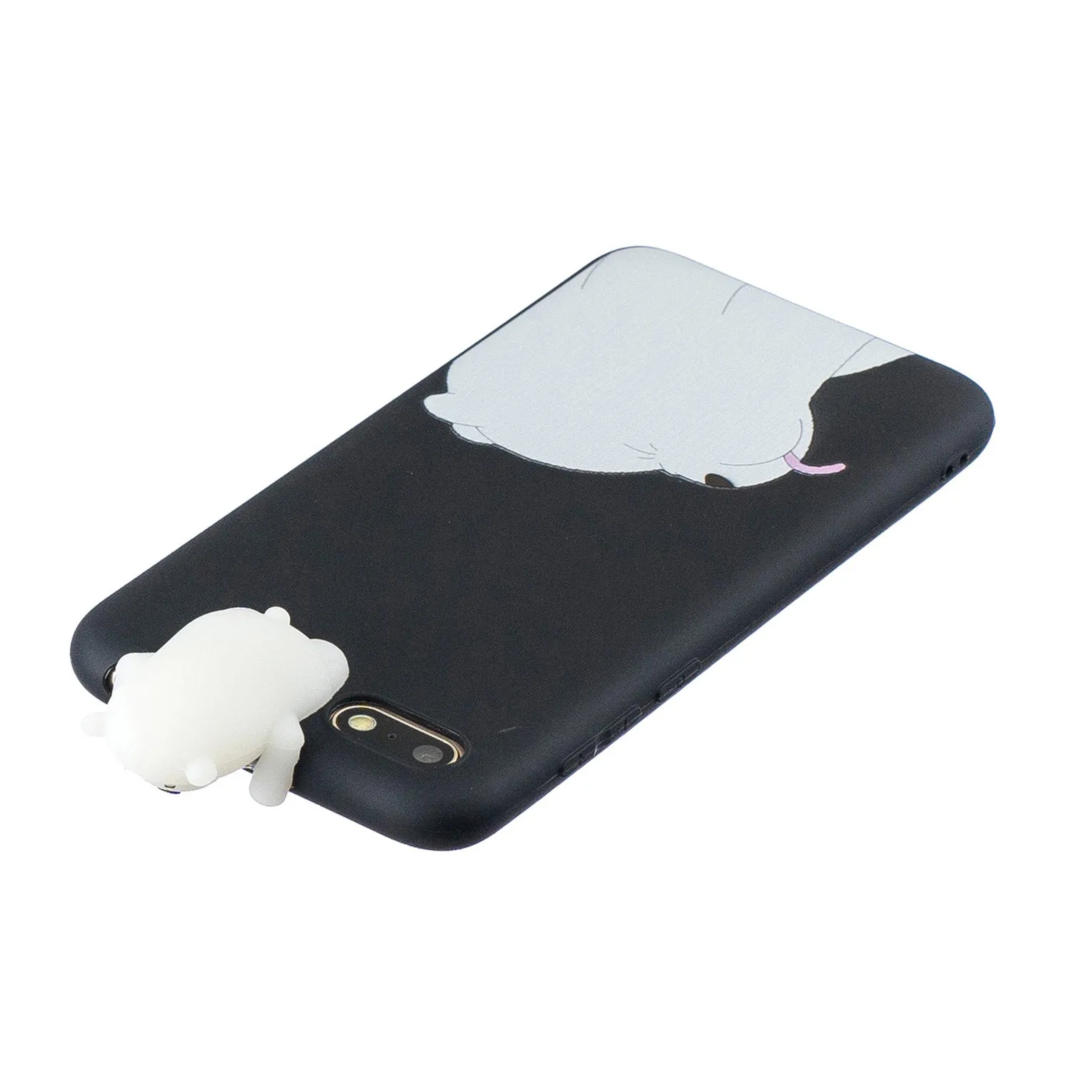 For HUAWEI Y5 2018 3D Cute Coloured Painted Animal TPU Anti-scratch Non-slip Protective Cover Back Case black