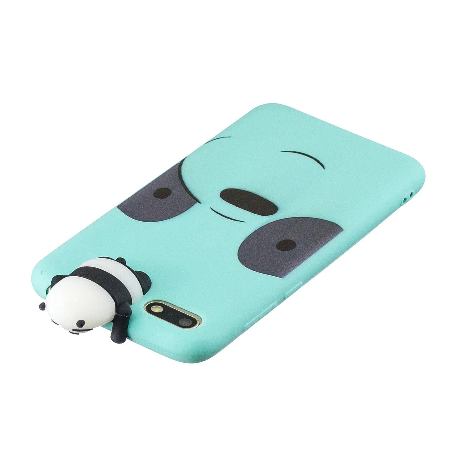 For HUAWEI Y5 2018 3D Cute Coloured Painted Animal TPU Anti-scratch Non-slip Protective Cover Back Case black