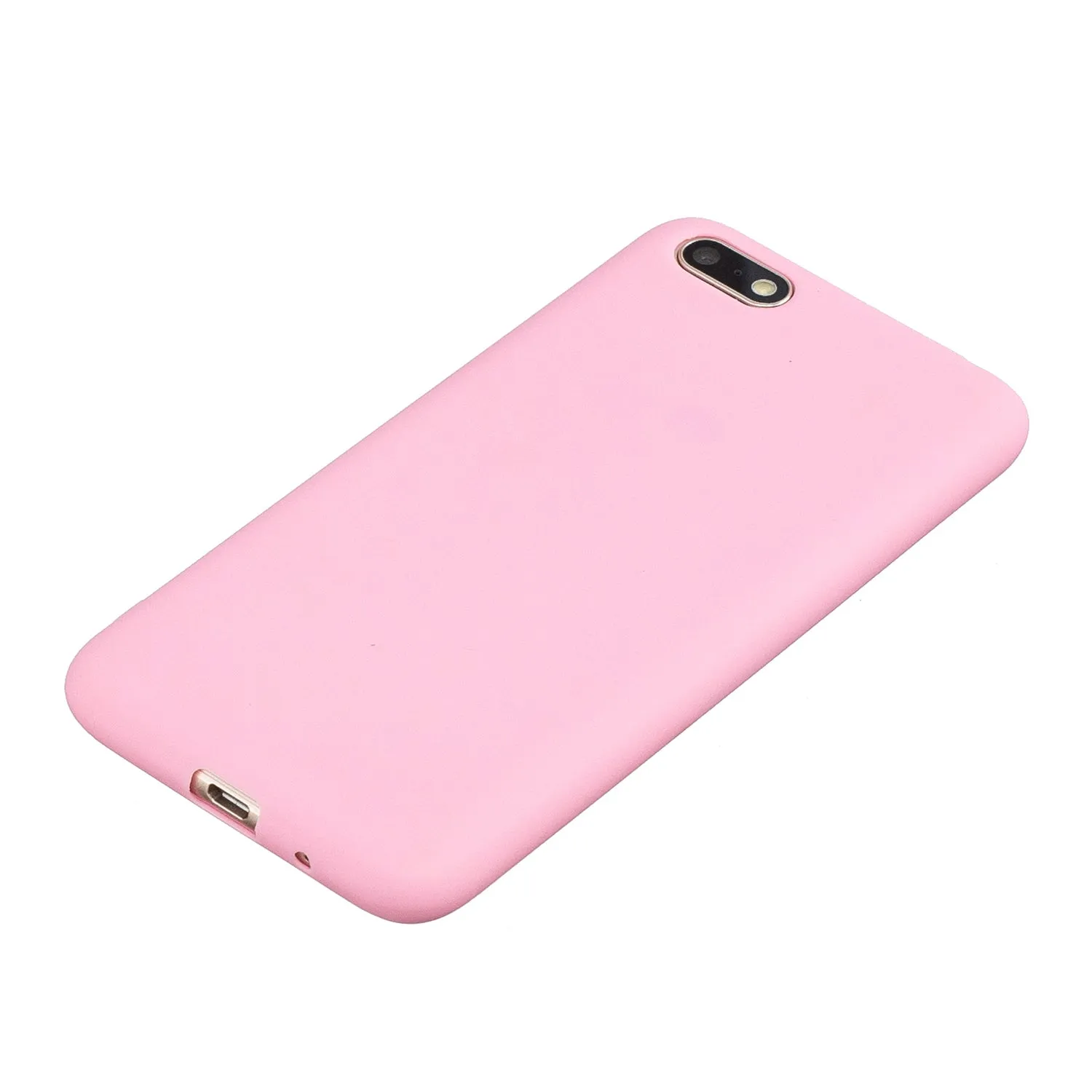for HUAWEI Y5 2018 Cute Candy Color Matte TPU Anti-scratch Non-slip Protective Cover Back Case dark pink