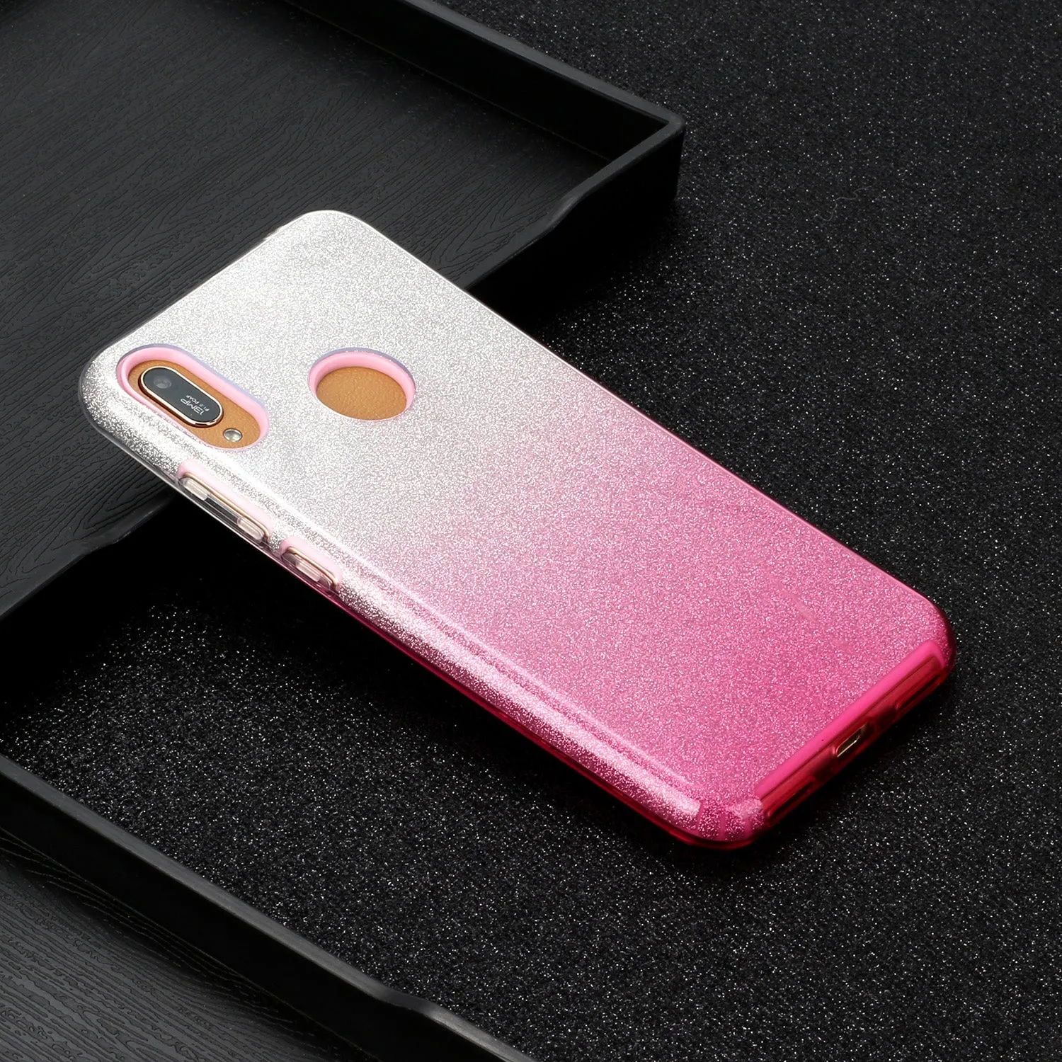 for HUAWEI Y5 2019/HONOR 8S/Y5/PSmart/honor 10 LITE Phone Case Gradient Color Glitter Powder Phone Cover with Airbag Bracket Pink