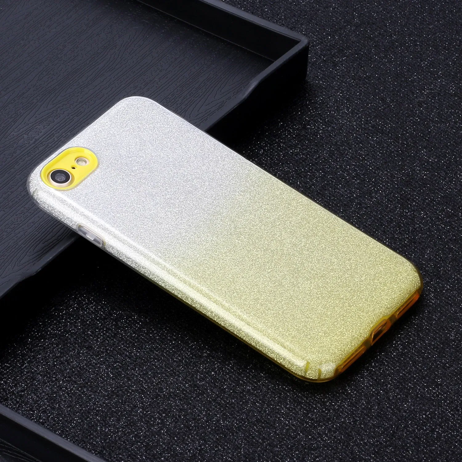 for HUAWEI Y5 2019/HONOR 8S/Y5/PSmart/honor 10 LITE Phone Case Gradient Color Glitter Powder Phone Cover with Airbag Bracket yellow