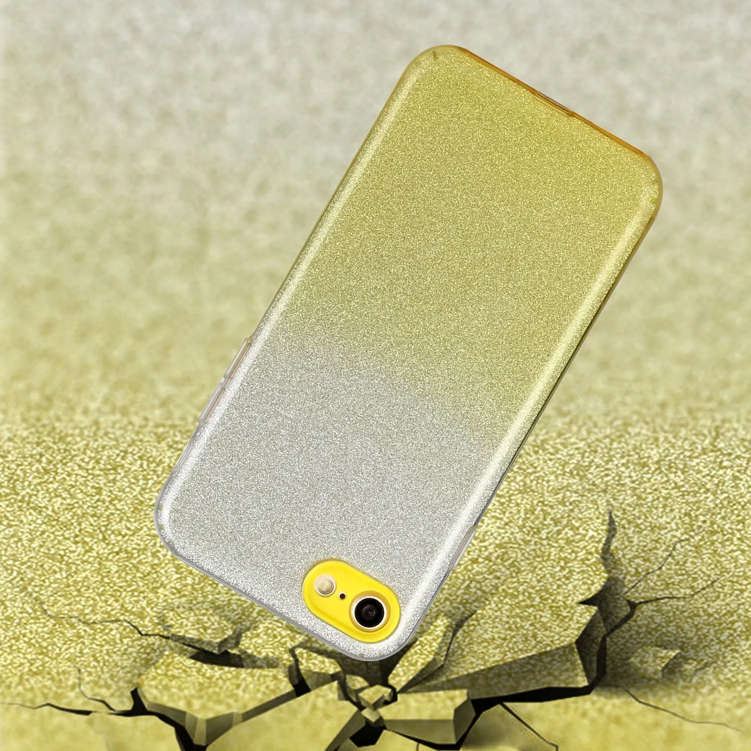 for HUAWEI Y5 2019/HONOR 8S/Y5/PSmart/honor 10 LITE Phone Case Gradient Color Glitter Powder Phone Cover with Airbag Bracket yellow