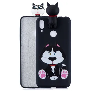 For Huawei Y7 2019 3D Cartoon Lovely Coloured Painted Soft TPU Back Cover Non-slip Shockproof Full Protective Case cute husky