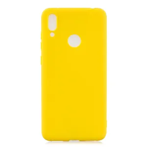 For HUAWEI Y7 2019 Lovely Candy Color Matte TPU Anti-scratch Non-slip Protective Cover Back Case yellow