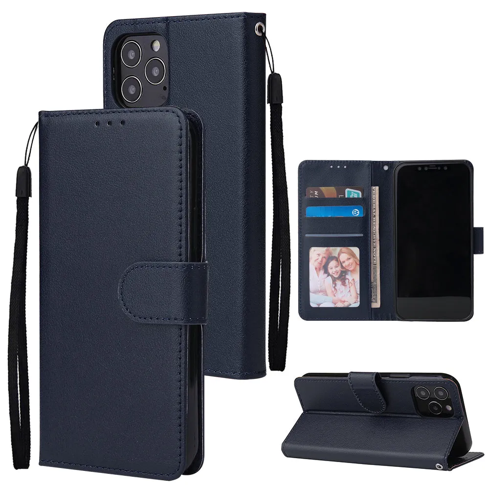 For Iphone 12 5.4 inch/6.1 inch/ 6.7 inch PU Leather Three-card Photo Frame Front Buckle Mobile Phone shell red