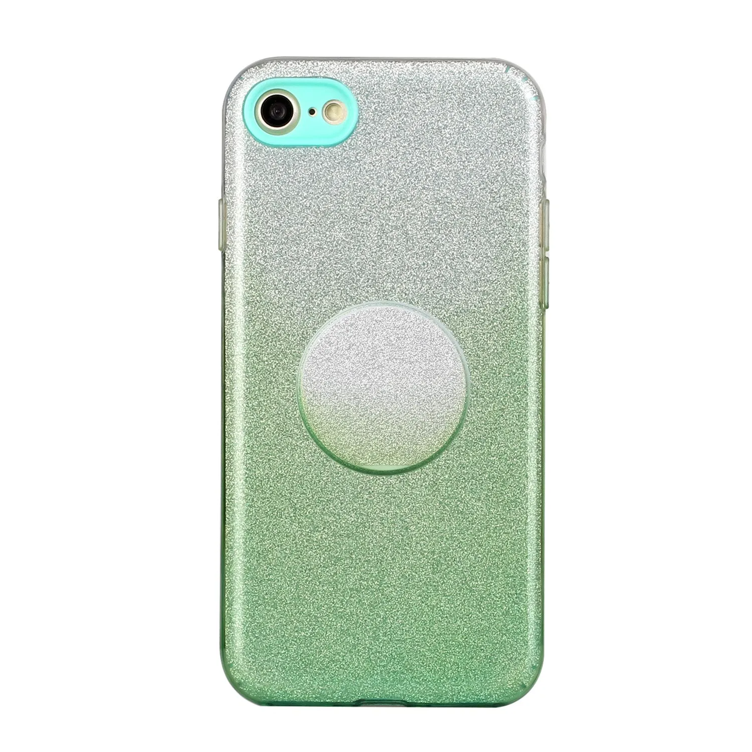 For iphone 6/6S/6 plus/6S plus/7/8/SE 2020 Phone Case Gradient Color Glitter Powder Phone Cover with Airbag Bracket green