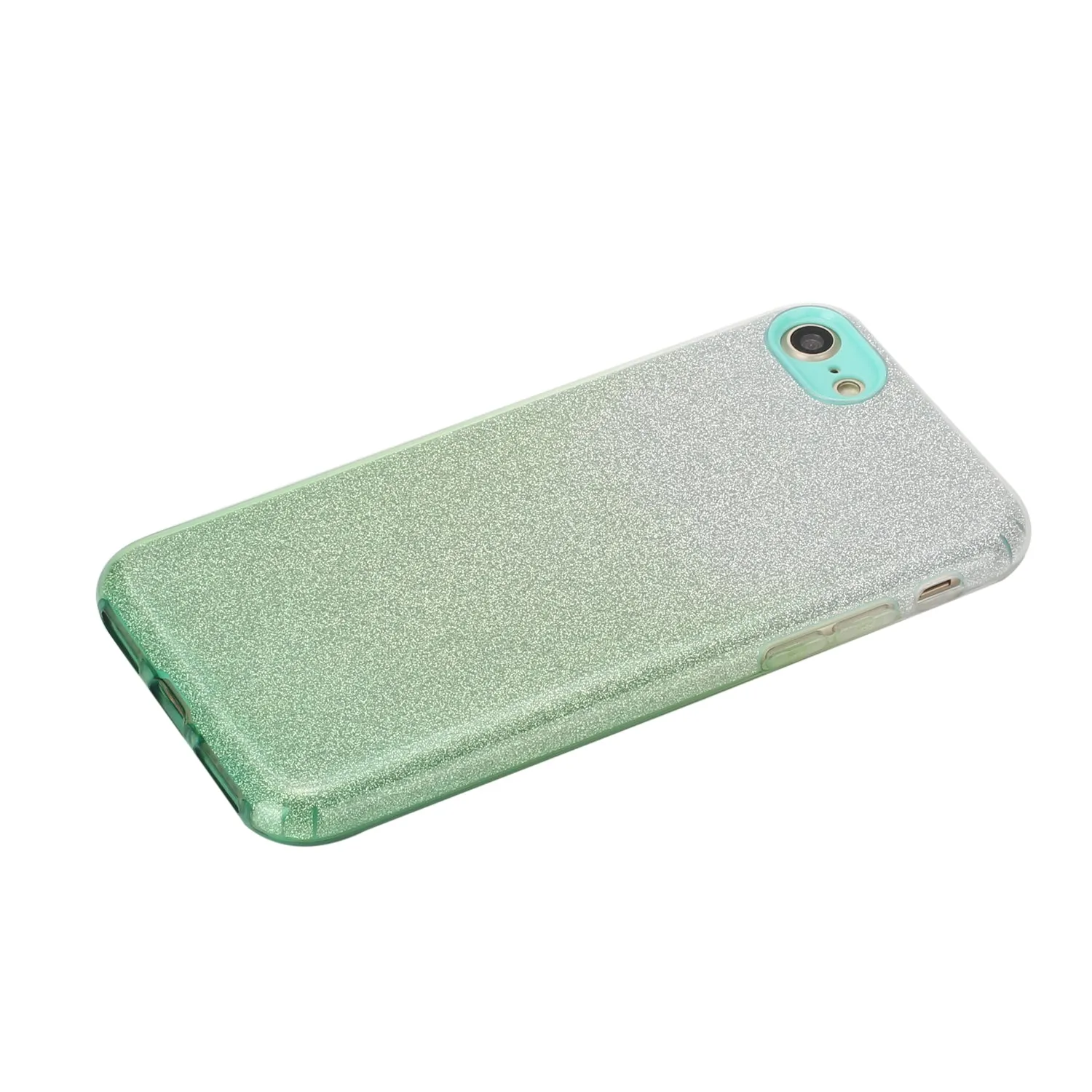 For iphone 6/6S/6 plus/6S plus/7/8/SE 2020 Phone Case Gradient Color Glitter Powder Phone Cover with Airbag Bracket green