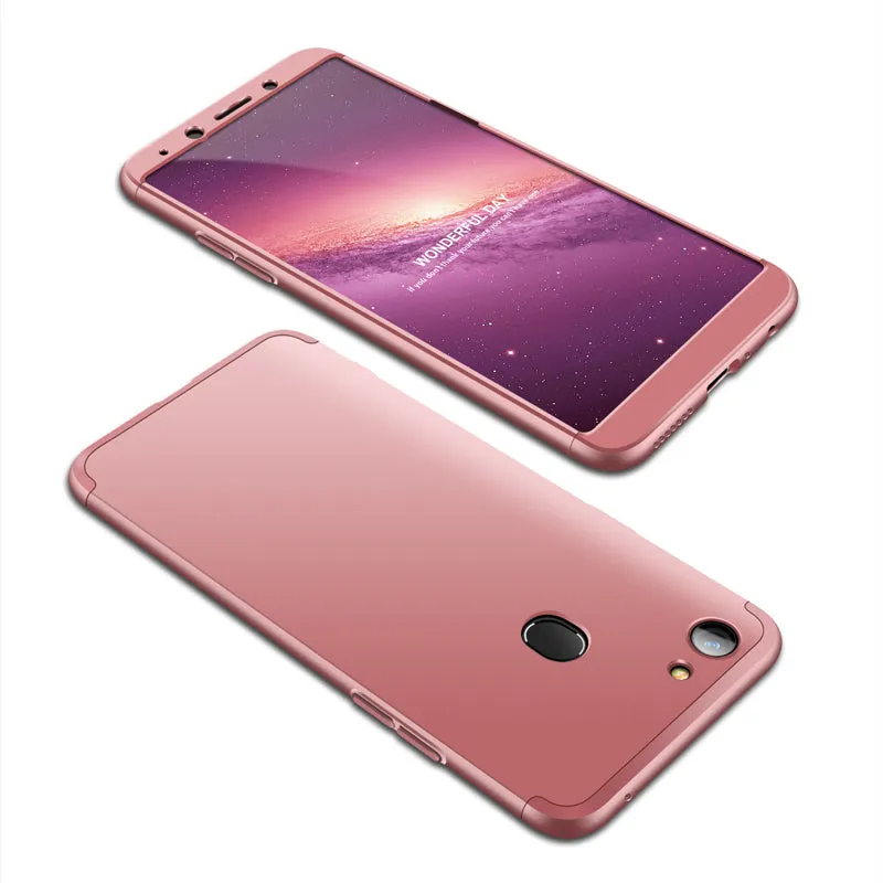 For OPPO A73/F5/F5 Youth/A75 Taiwan Slim 3 in 1 Hybrid Hard Case Full Body 360 Degree Protection Back Cover Gold