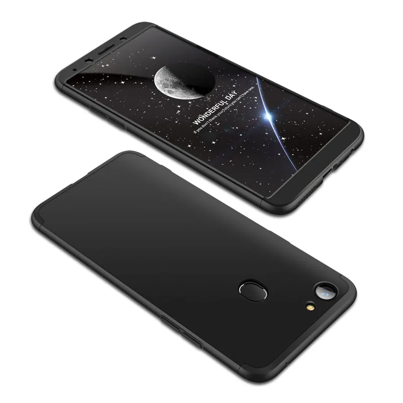 For OPPO A73/F5/F5 Youth/A75 Taiwan Slim 3 in 1 Hybrid Hard Case Full Body 360 Degree Protection Back Cover Gold