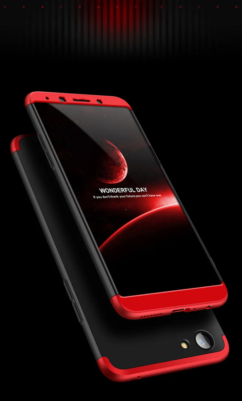For OPPO A73/F5/F5 Youth/A75 Taiwan Slim 3 in 1 Hybrid Hard Case Full Body 360 Degree Protection Back Cover Gold