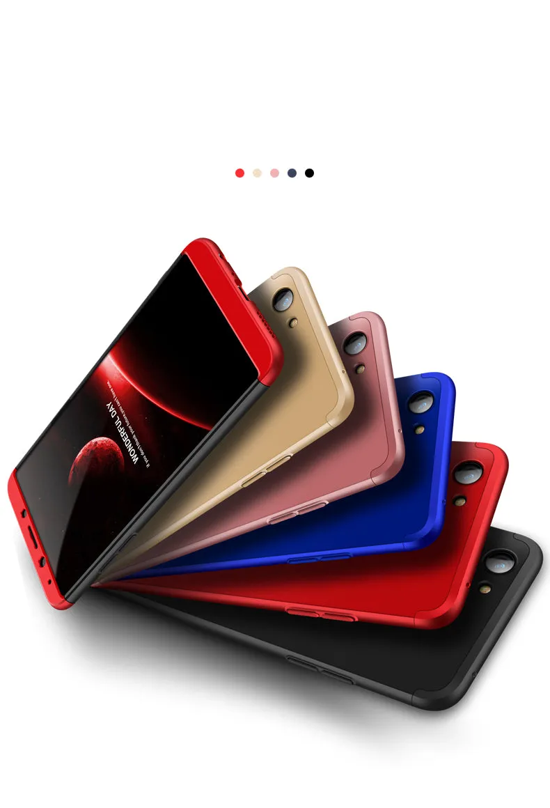 For OPPO A73/F5/F5 Youth/A75 Taiwan Slim 3 in 1 Hybrid Hard Case Full Body 360 Degree Protection Back Cover Gold