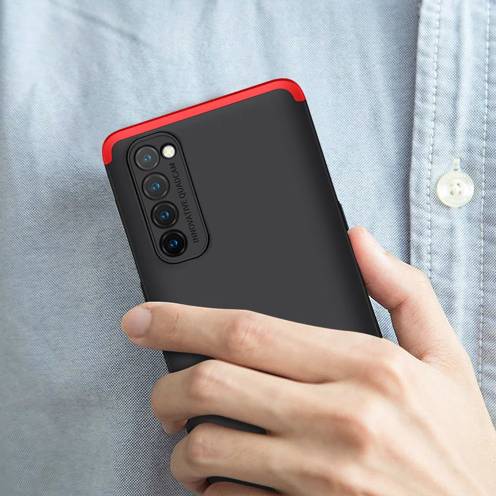 For OPPO Reno 4 /Reno 4 Pro International Edition Mobile Phone Cover 360 Degree Full Protection Phone Case Red black red